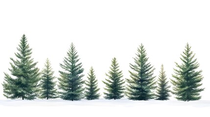 Evergreen Trees Standing in a Snowy Field
