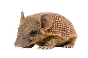 Close-up Portrait of an Adorable Armadillo Cub Isolated on a Clean transparent Background Perfect for Nature and Animal-themed Projects