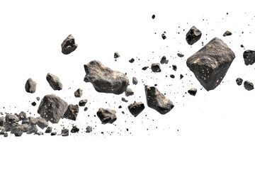 Breathtaking View of an Asteroid Field Isolated on a transparent Background for Stunning Visual Effects and Education
