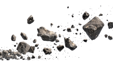 Breathtaking View of an Asteroid Field Isolated on a transparent Background for Stunning Visual Effects and Education