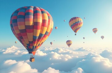 Obraz premium Many colorfull hot air balloons in the sky at blue sky with clouds background