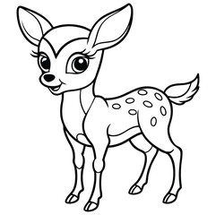 little cute fawn bambi deer outline illustration vector