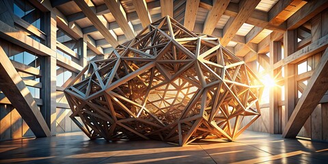 3D Rendered Abstract Structure with Repetitive Elements and Rough Texture for Modern Art and Design Projects