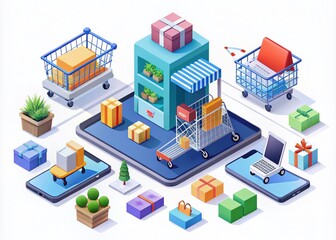 50 E-commerce Isometric Illustrations for Online Business Success