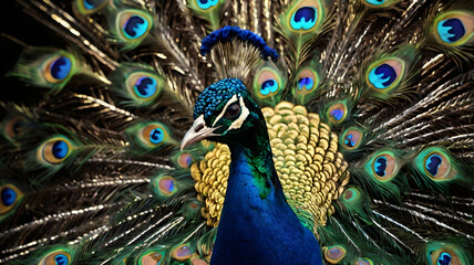 Obraz premium peacock with feathers out, ai generated