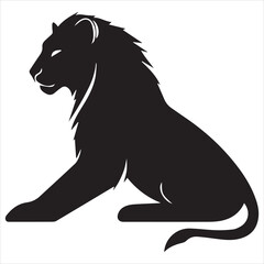 logo of a silhouette of a lion sitting sideways, on a white background

