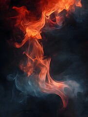 Captivating Digital Painting of Vibrant Smoke and Fiery Flames