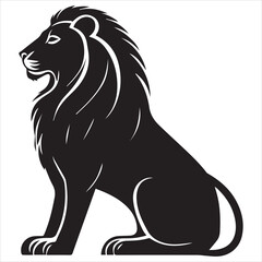 logo of a silhouette of a lion sitting sideways, on a white background
