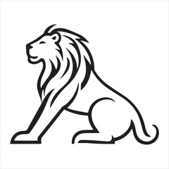 logo of a silhouette of a lion sitting sideways, on a white background
