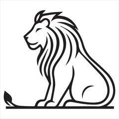 logo of a silhouette of a lion sitting sideways, on a white background
