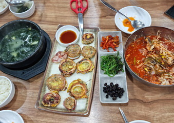 
It's a Korean table with squid sundae.