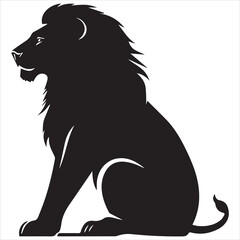 logo of a silhouette of a lion sitting sideways, on a white background
