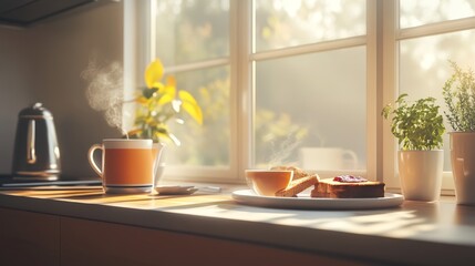 Morning Coffee and Toast by the Window.