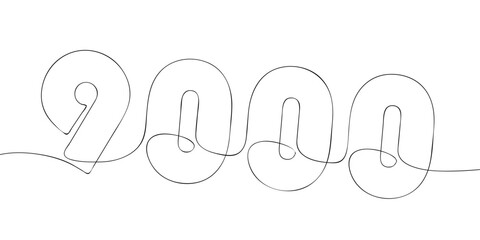 A single line drawing of a nine thousand symbol. Continuous line nine thousandth number icon. One line icon. Vector illustration.