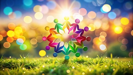 Abstract Colorful Community Logo Design with Bokeh Effect for Creative Team Unity and Collaboration