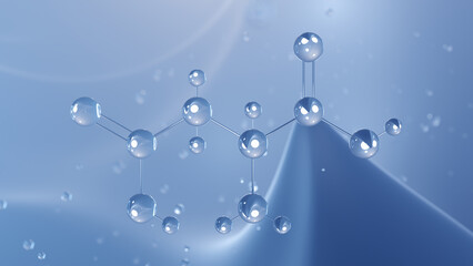 aspartic acid molecular structure, 3d model molecule, alpha-amino acid, structural chemical formula view from a microscope