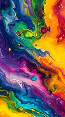 Vibrant Fluid Abstract Art with Captivating Rainbow Color Palette