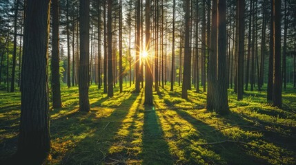 Sunbeams Through the Forest