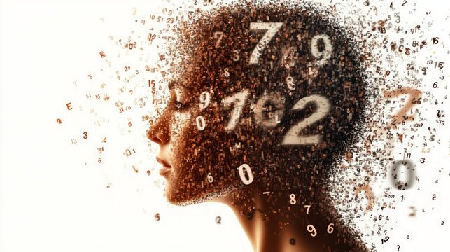Mind Overflow, a surreal depiction of a person with vibrant numbers emerging from their head, symbolizing creativity, knowledge, and the flow of ideas in a digital landscape.