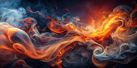 Fototapeta premium Abstract Smoke and Fire, a Dynamic Composition of Whirlpools and Flames, Evoking a Sense of Intensity and Transformation
