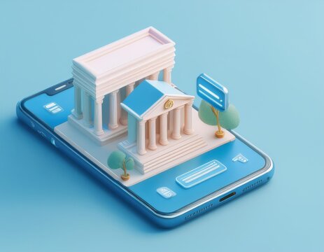 Mobile banking makes traditional banking accessible, 3D illustration