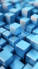 Obraz premium Captivating Blue Cube Arrangement Abstract 3D Digital Backdrop