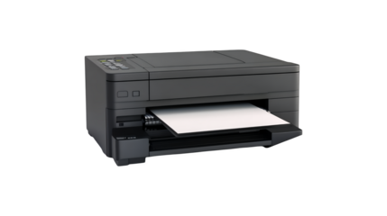 A4 sheets with a printer isolated on a transparent background, PNG 