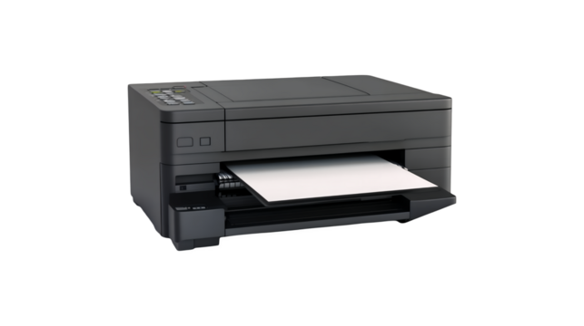 A4 sheets with a printer isolated on a transparent background, PNG 