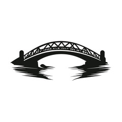 Simple Bridge Icon Vector with Monochrome Style Isolated on White Background