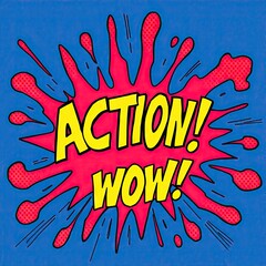 Explosive Action Text in Pop Art Style for Retail Marketing and E-commerce Promotions with Bold Colors and Dynamic Design
