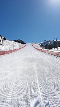 Snow Covered Ski Slope in the Mountains