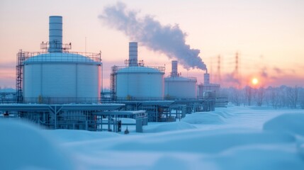 Obraz premium Hydrogen Fuel Production Plant in Remote Arctic Location