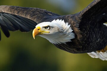 Obraz premium Bald Eagle In Flight. Majestic Bird Soaring Through the Sky