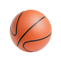 Fototapeta premium Orange basketball with black lines, isolated on white background. Perfect for sports, fitness, and active lifestyle themes.