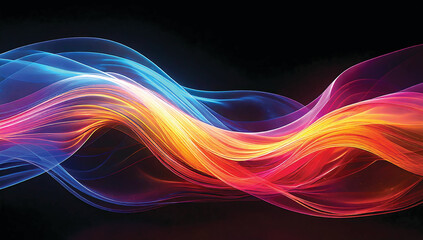 Naklejka premium Colorful smooth wave lines Wave element black background Designed with a material that has a surface similar to a translucent frosted coating with a soft but luxurious texture. With translucent proper