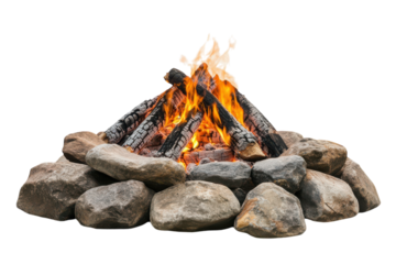 Campfire Isolated on transparent Background for Outdoor and Coziness Illustrations in Lifestyle Contexts