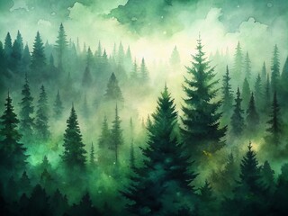 Fototapeta premium Abstract Watercolor Dark Forest Green Art Background for Creative Projects and Designs