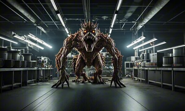 mutant beast in an abandoned lab 