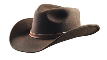 Brown Cowboy Hat with Leather Band   Western Style Headwear