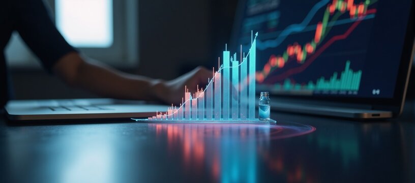 Futuristic 3D stock market growth chart for marketing illustrations