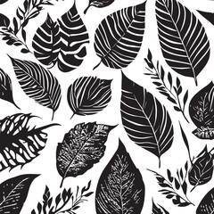 Fototapeta premium Abstract leaves seamless pattern. Decorative illustration, good for printing. Great for label, print, packaging, fabric. Leaves seamless pattern background