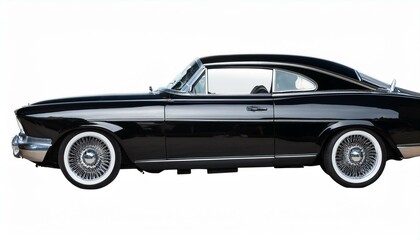 Classic black car with chrome wheels