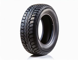 Black car tire on white