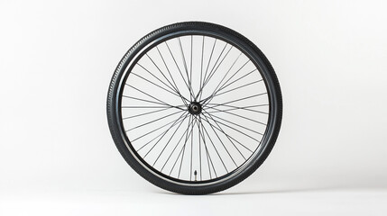 Naklejka premium Black Bicycle Wheel with Spokes on White Background