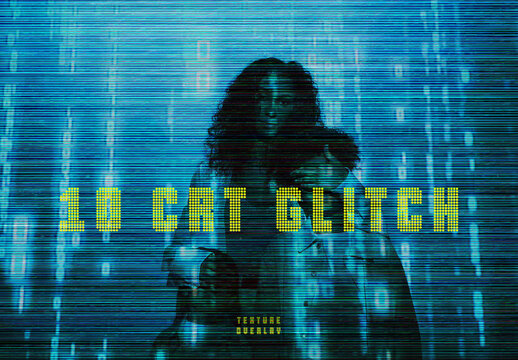 10 CRT Glitch Texture Overlays