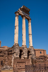 Obraz premium Ruins of buildings inside the Roman Forums.