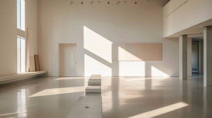 A contemporary art museum, abstract artworks and minimalist architecture, Minimalist style