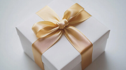 Obraz premium White Gift Box with Golden Ribbon and Bow