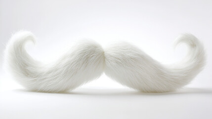 White Furry Mustache Isolated on White Background