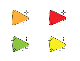 Abstract Play Button or Triangular Banner Copy Space Different Colors. Graphic design and illustration elements concept vector